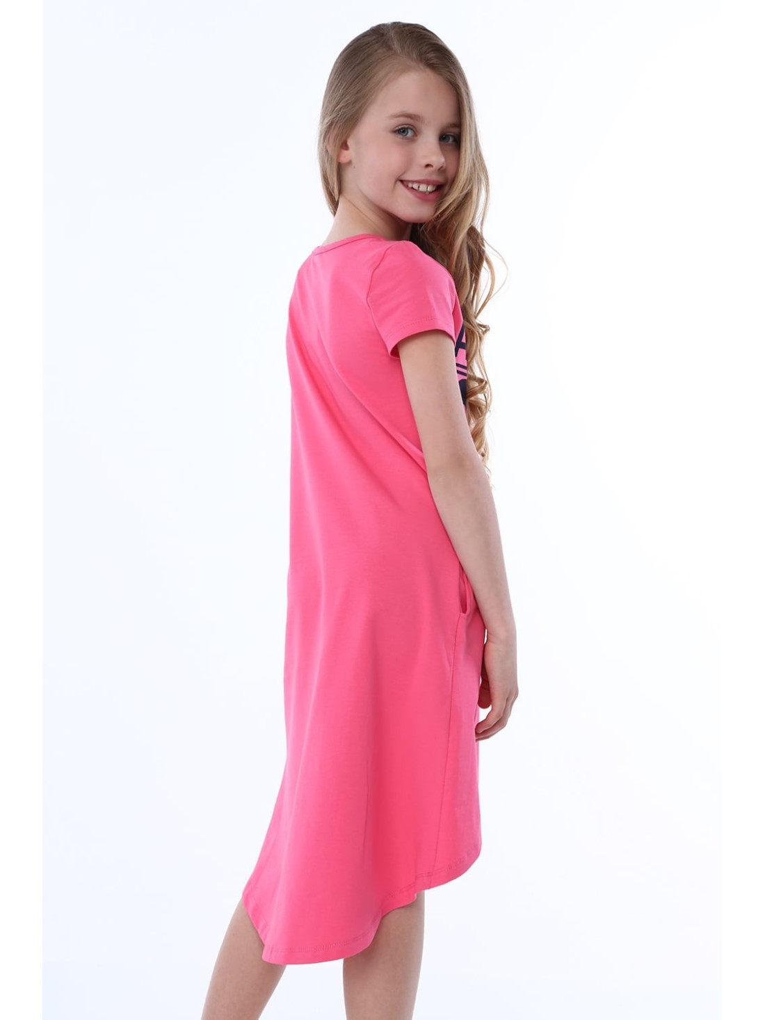 Girls\' dress with inscriptions, amaranth NDZ8247 - Online store - Boutique